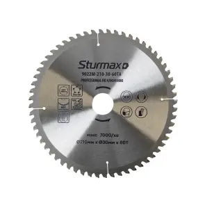 Sturmax 9022M-210-30-60TA Диск пильный 210х30 мм 60 зубов ламинат/алюминий/пластик №1