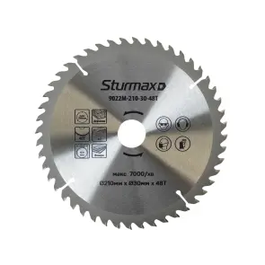 Sturmax 9022M-210-30-48T Диск пильный 210х30 мм 48 зубов по дереву №1