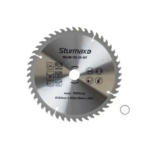 Sturmax 9022M-185-20-48T Диск пильный 185х20/16 мм 48 зубов по дереву №1