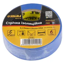 Стрічка ізоляційна ПВХ (синя) 0.13мм×19мм×10м Premium SIGMA (8411401)