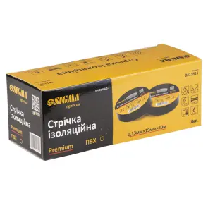 Стрічка ізоляційна ПВХ (чорна) 0.13мм×19мм×20м Premium SIGMA (8411611) №2