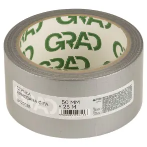Стрічка армована сіра 50мм×25м GRAD (8420315) №1
