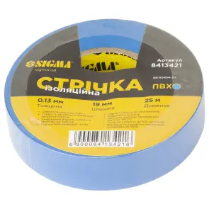 Стрічка ізоляційна ПВХ синя 0.13мм×19мм×25м SIGMA (8413421) №1