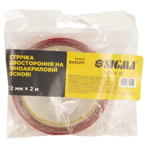 Стрічка двостороння на піноакриловій основі 12мм×2м SIGMA (8431211) №3