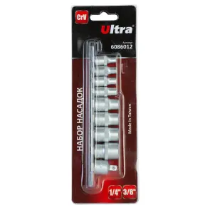Набір насадок Torx (4 шт 1/4" 4шт 3/8") з перехідником CrV ULTRA (6086012) №3