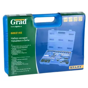 Набір насадок торцевих і біти 1/4", 1/2" 72шт Start GRAD (6003145) №5