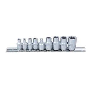 Набір насадок Torx (4 шт 1/4" 4шт 3/8") з перехідником на планці 9шт CrV SIGMA (6086541) №1