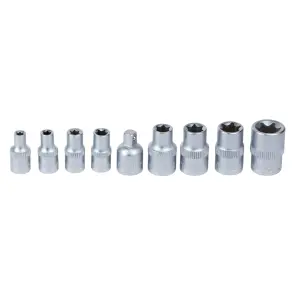 Набір насадок Torx (4 шт 1/4" 4шт 3/8") з перехідником на планці 9шт CrV SIGMA (6086541) №2