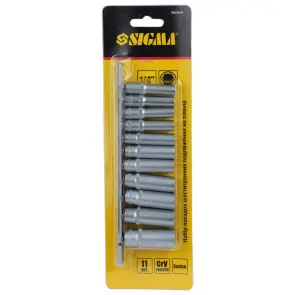Набір насадок шестигранних подовжених 1/4" на планці 11шт CrV SIGMA (6003411) №5