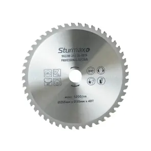 Sturmax 9022M-255-30-48TS Диск пиляльний 255х30 мм 48 зубів по сталі №1