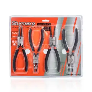Sturmax 1020M-09-SET Набор щипцов 180 мм 4шт для стопорных колец №6