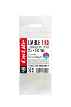 Хомуты CarLife пластиковые белые 2,5x100мм, 100шт