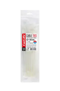 Хомути CarLife пластикові білі 4,8x250мм, 100шт №1