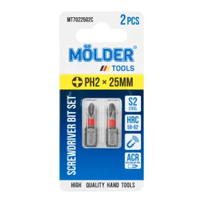 Набор бит Molder PH2x 25мм 2шт (цветная маркировка) №1