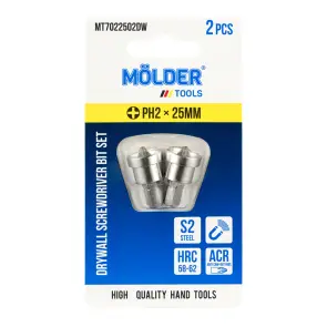 Набор бит Molder с ограничителем для гипсокартона PH2x25мм 2шт №1