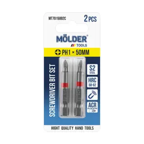 Набір біт Molder PH1x50мм 2шт (кольорове маркування) №1