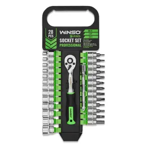 Професійний набір головок торцевих з тріскачкою та подовжувачем Winso Pro CR-V 1/4" 72Т 28шт №1