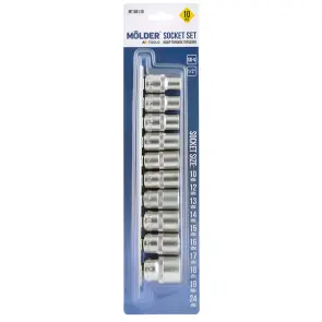 Набір головок торцевих на планці Molder 1/2" 10-24мм CR-V 10шт №1