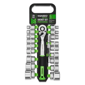 Професійний набір головок торцевих з тріскачкою та подовжувачем Winso Pro 1/2" 72Т CR-V 8-32мм 20шт №1