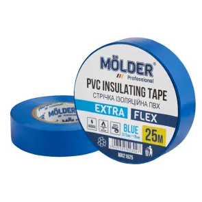 Лента изоляционная ПВХ Molder 0,13x19мм 25м синяя, профессиональная, огнеупорная №1