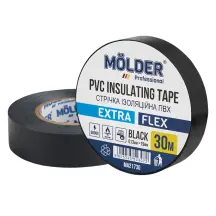 Лента изоляционная ПВХ Molder 0,13x19мм 30м черная, профессиональная, огнеупорная