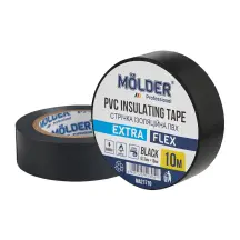 Лента изоляционная ПВХ Molder 0,13x19мм 10м черная, профессиональная, огнеупорная