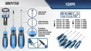 Викрутка Molder шліцева, ударна з шестигранною опорою SL8x200mm №3