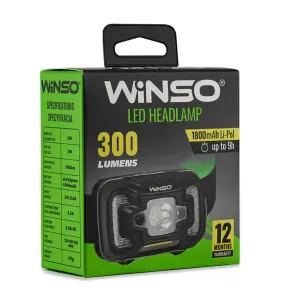 Ліхтар налобний Winso 300Lm, 5W CREE XTE+COB, 1800mAh, з сенсором білий/червоний №7