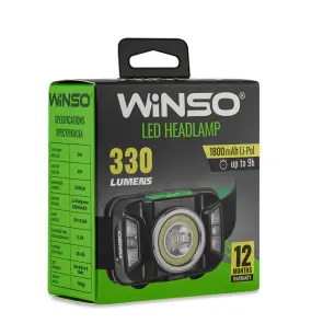 Фонарь налобный Winso 330Lm, 5W CREE XTE+COB, 1800mAh, с сенсором белый/красный №7