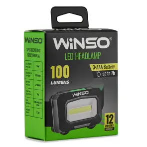 Ліхтар налобний Winso 100Lm, 3W COB, 3xAAA, білий/червоний №5
