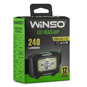 Ліхтар налобний Winso 240Lm, 3W XPE+ COB, 1200mAh, з сенсором білий/червоний №7