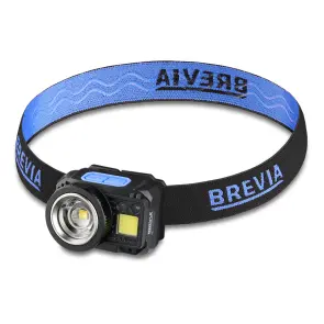 Фонарь налобный Brevia 550Lm, 3W CREE XPG+COB, 1200mAh/3xAAA, Zoom, с сенсором белый/красный №1