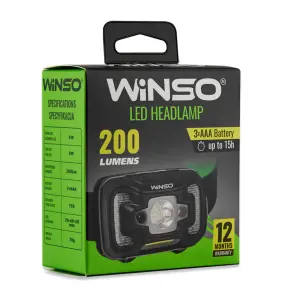 Фонарь налобный Winso 200Lm, 5W CREE XTE+COB, 3xAAA, с сенсором белый/красный №6