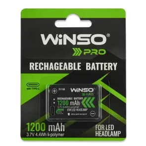 Аккумулятор Winso Li-ion 1200mAh Type C для налобных фонарей №1
