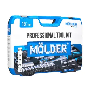 Професійний набір інструментів в кейсі Molder 1/2", 1/4", 3/8" 72Т, CR-V, 151од. №8