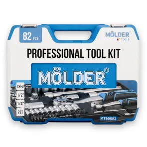 Професійний набір інструментів в кейсі Molder 1/2", 1/4" 72 T, CR-V, 82од. №2