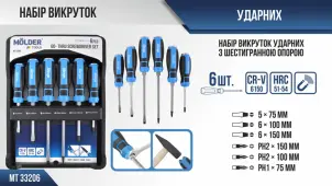 Набор отверток Molder ударные с шестигранной опорой 6шт MT33206 №4