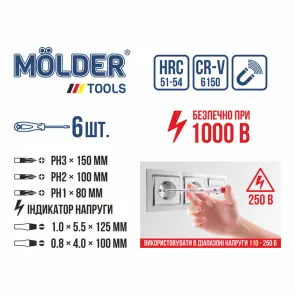 Набір викруток Molder діелектричних VDE 1000В 6шт №2