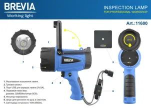 Ліхтар інспекційний Brevia LED 500М 10W LED 650lm 4400mAh, microUSB №4