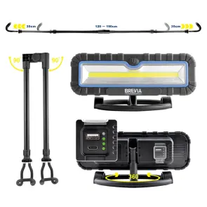 Лампа інспекційна Brevia LED 120-190см 2x10W COB 2x1000lm 2x4000mAh Power Bank, type-C №3