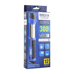 Лампа інспекційна Brevia LED телескопічна 3W COB+1W LED 300lm 2000mAh, type-C №6
