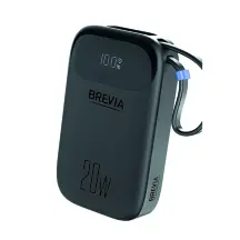 Повербанк (Power Bank) Brevia ePower 10000mAh PD20W CompactMini LCD чорний + кабель