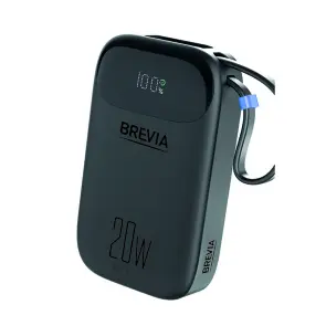 Повербанк (Power Bank) Brevia ePower 10000mAh PD20W CompactMini LCD чорний + кабель №1