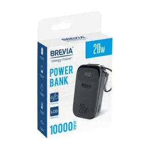 Повербанк (Power Bank) Brevia ePower 10000mAh PD20W CompactMini LCD чорний + кабель №8