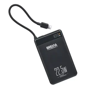 Повербанк (Power Bank) Brevia ePower 10000mAh 22,5W SuperSlim LCD чорний металік + кабель №2