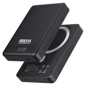 Повербанк (Power Bank) Brevia ePower 10000mAh MagSafe SuperSlim PD20W, Qі15W LCD чорний №3