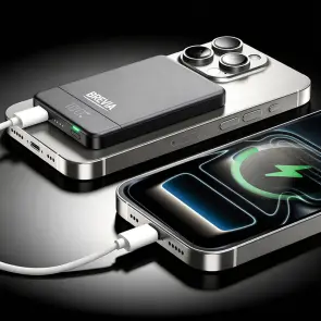 Повербанк (Power Bank) Brevia ePower 5000mAh MagSafe SuperSlim PD20W, Qі15W LCD чорний №8