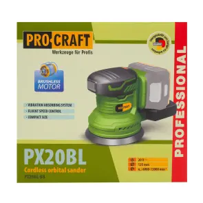 Аккумуляторная эксцентриковая шлифмашина Procraft PX20BL (Аккумулятор 2Ач Type-C + Зарядное устройство) №7
