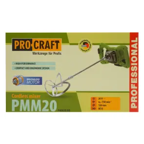 Акумуляторный строительный миксер Procraft PMM20 + Акумуляторная батарея Procraft Battery20/8C + Зарядное устройство Procraft Charger20/4 А №17