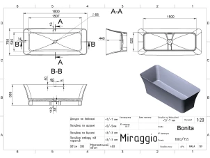 Ванна Miraggio Bonita Mirasoft 0001126 №4